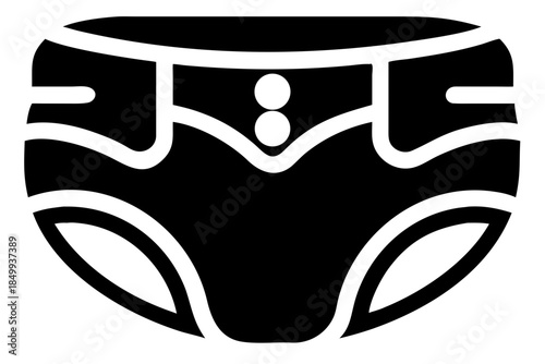 Diaper Silhouette Vector Icon Isolated on White Background