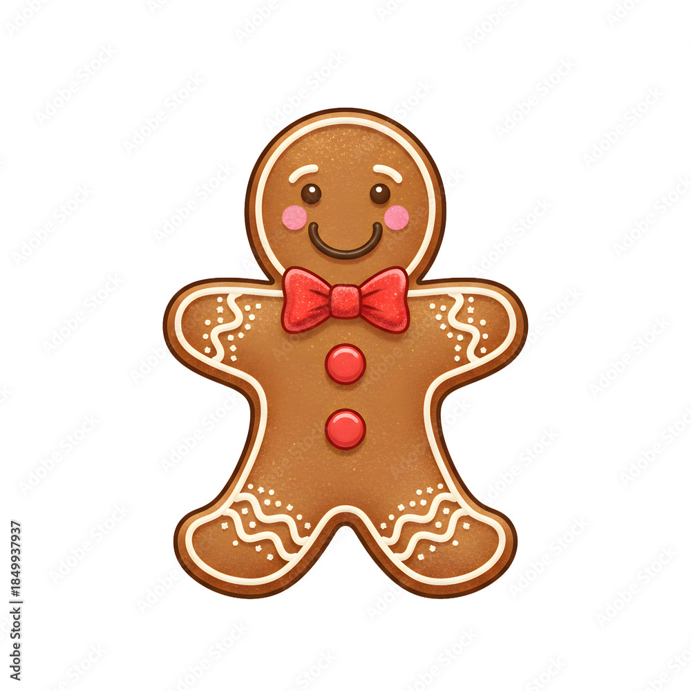 Obraz premium Cute christmas gingerbread man cookie isolated on transparent background 