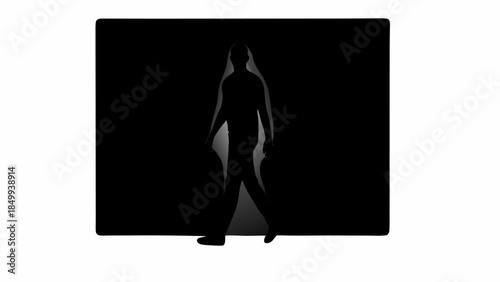 Mysterious woman silhouette in dark background with subtle gradient effect