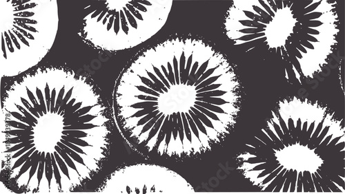 Abstract radial burst pattern with jagged white petals dark