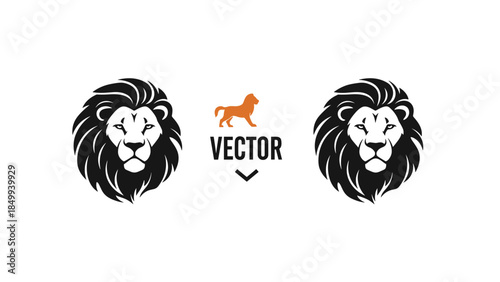 Lion Head Logo Design Vector Illustration.