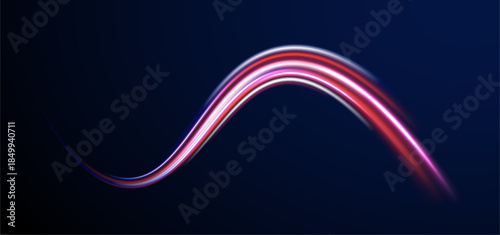 Dynamic road line color swirl streak motion bright highway.
