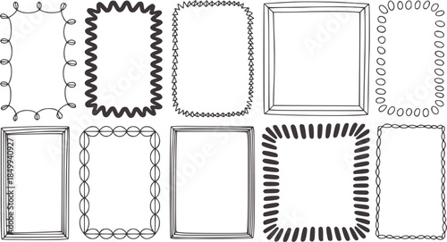 Collection of nine decorative frame borders in black line style