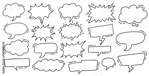 Hand drawn speech bubble doodle vector template