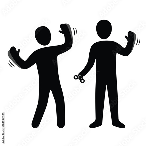 People Playing with Fidget Spinners Silhouette