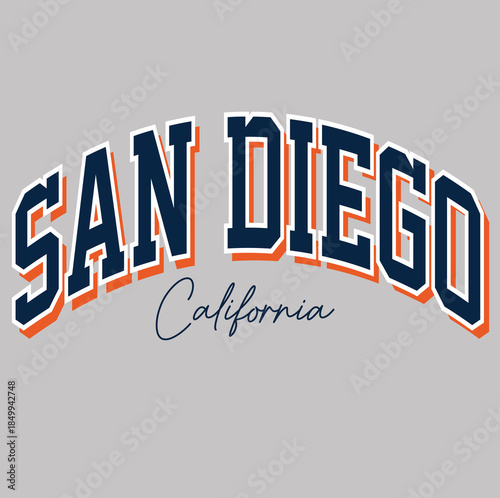 san diego, california, varsity print collage text typography font vintage tshirt print 