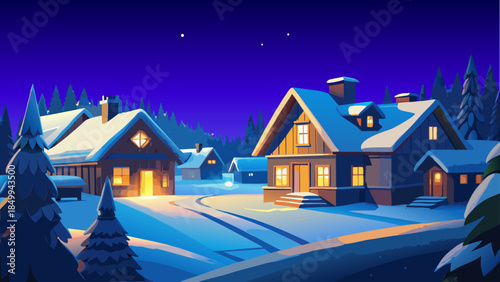 Landscape, winter, snow panorama, , houses, sky, scenery, frost, freshness, relaxation, snow, mountain, cold, mountains, forest, ice, night, sunset, sunrise, Alaska