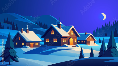 Landscape, winter, snow panorama, , houses, sky, scenery, frost, freshness, relaxation, snow, mountain, cold, mountains, forest, ice, night, sunset, sunrise, Alaska