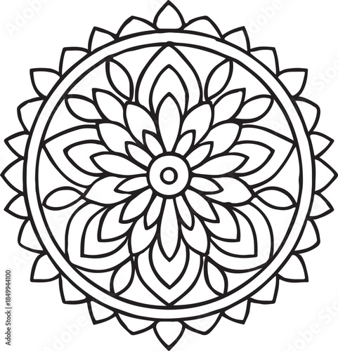 Easy And Bold Line Mandala Coloring Page