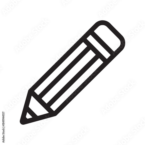Simple line art icon of a pencil, representing writing, drawing, and creativity. A versatile graphic for educational or artistic themes