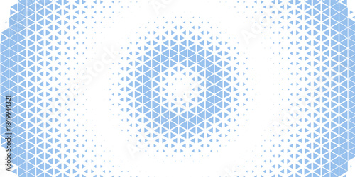 Triangles Halftone Geometry Pattern Vector Radial Ripple Circles White Blue Abstract Background. Faded Checkered Triangle Particles Subtle Texture. Half Tone Art Graphic Minimalist