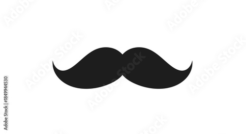 Classic black handlebar mustache silhouette depicted as a simple and clean icon for mens grooming and stylish fashion.