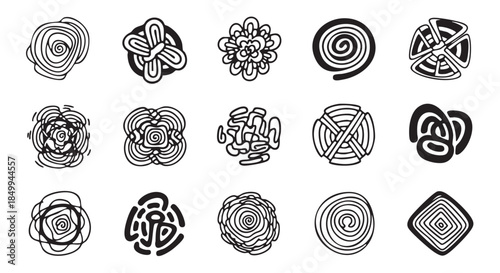 Black and white abstract floral designs for backgrounds and templates