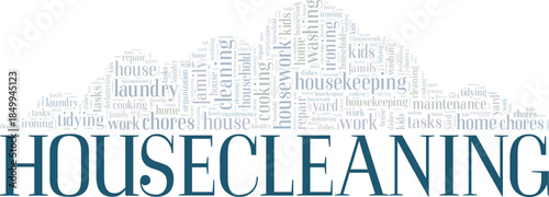 Housecleaning word cloud conceptual design isolated on white background.