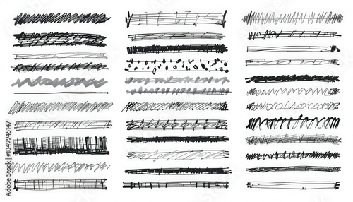 Artistic Hand-Drawn Lines and Music Notes Craft Sheet for Creative Projects and Designs