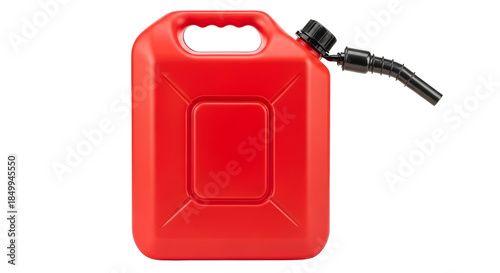 Red portable gasoline can isolated on transparent background