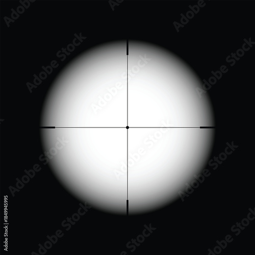 Vector View Through Sniper Rifle Scope Aiming at Target With Focus Pointers illustration black background