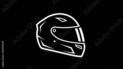 Motorcycle Helmet Illustration on Black Background.