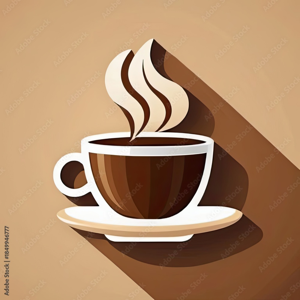 Fototapeta premium Stylish coffee cup with steam on a minimalist background ideal for cafe and beverage promotions