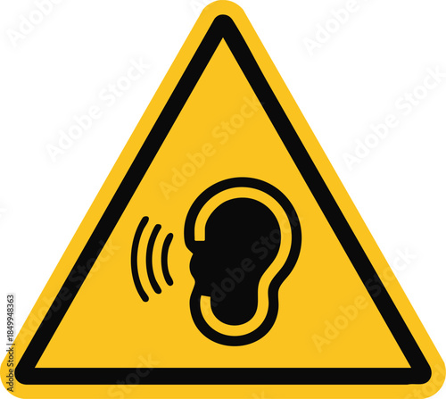 Caution High Noise Level Warning Safety Sign Hearing Protection Required Symbol