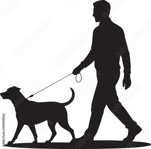 Dog Walking Silhouette Icon Set