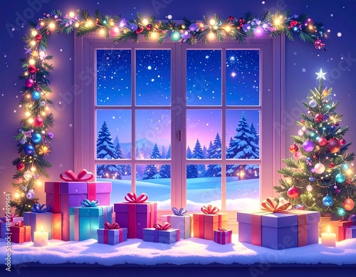 christmas tree with gift boxes