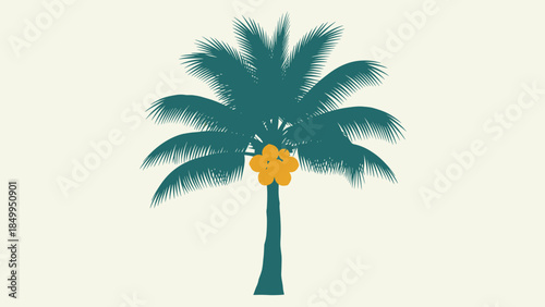 Palm Tree with Coconuts Illustration.