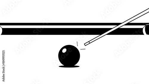 Pool Cue Strikes a Black Ball.