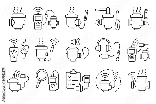 Set of electric appliance repair icons for maintenance and troubleshooting