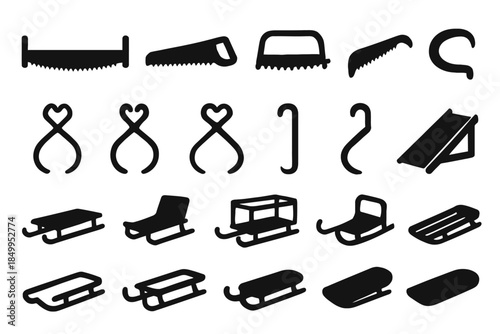 Diverse winter sled icons and shapes collection for design