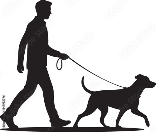 Dog Walking Silhouette Icon Set