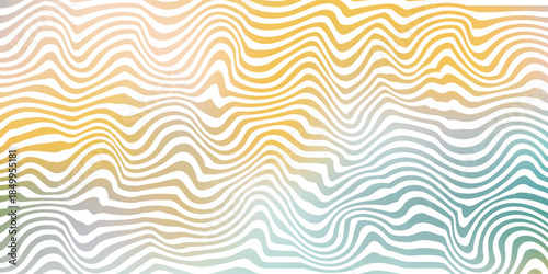 Abstract wavy lines background in pastel yellow, blue, and orange tones for creating calming and stylish aesthetics