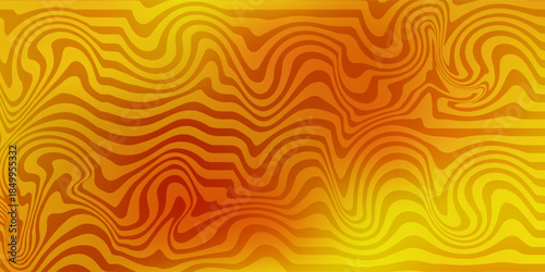 Vibrant and dynamic graphic design featuring flowing, wavy lines in shades of yellow and orange. The lines create a sense of movement and depth, giving the image a textured appearance