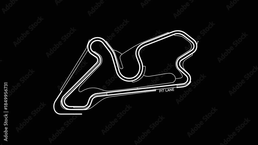 Obraz premium Racing Circuit Track Neon Outline Illustration.
