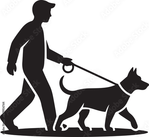 Dog Walking Silhouette Icon Set