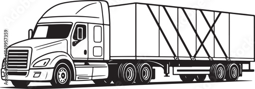 Commercial truck with cargo trailer