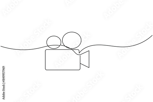 Film camera continuous line drawing, cinema and photography concept.
