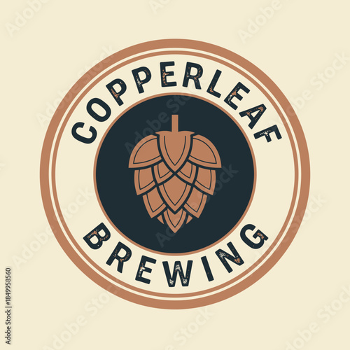 Copperleaf Brewing Logo Featuring a Stylized Hop Cone.