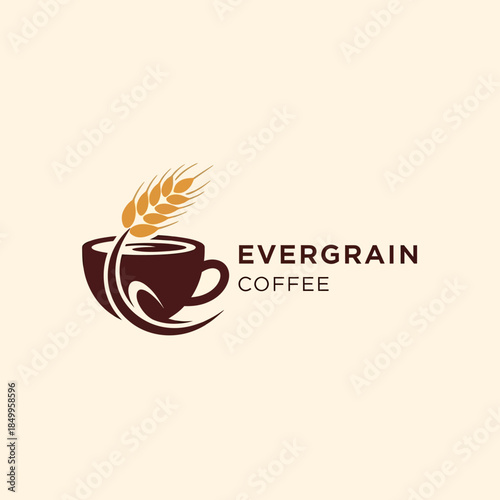 Evergrain Coffee logo with a cup and wheat stalk illustration.