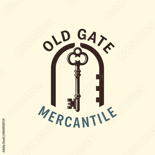 Canvas Print Old Gate Mercantile logo with a vintage key in an arch.