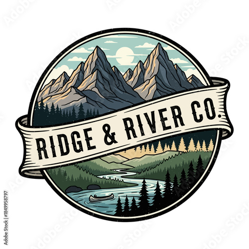 Ridge and River Company logo featuring mountains and a river scene.