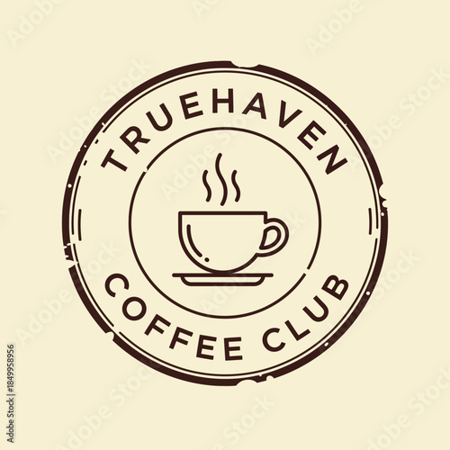 Truehaven Coffee Club Emblem with Steaming Cup.