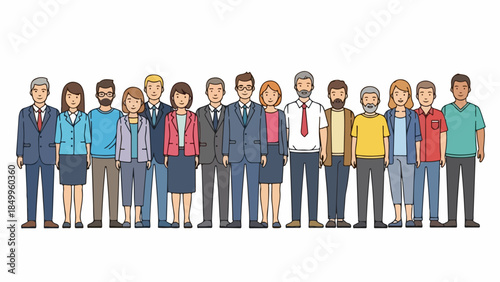 A Diverse Group of People Standing Together in a Line, Representing Teamwork and Collaboration