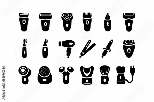 Collection of various electric grooming and personal care tools