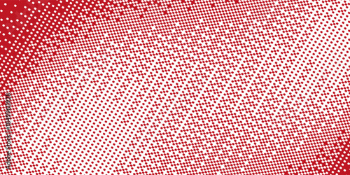 Grunge halftone gradient background. Faded grit noise texture. White and red sand wallpaper. Retro pixelated backdrop. Anime or manga style comic overlay. Vector graphic design textured template