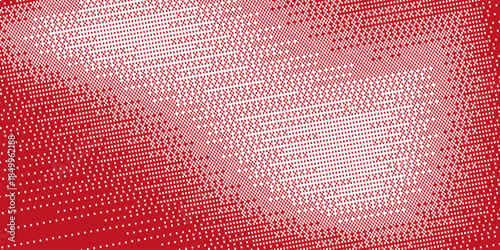 Grunge halftone gradient background. Faded grit noise texture. White and red sand wallpaper. Retro pixelated backdrop. Anime or manga style comic overlay. Vector graphic design textured template