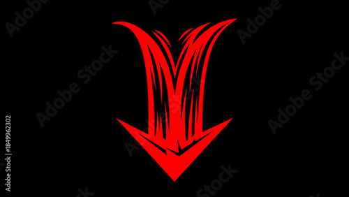 Red Downward Arrow Symbol on Black.