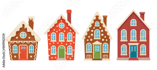 Gingerbread houses christmas holiday winter snow candy sweet treat festive cute fun, featuring decorated gingerbread homes, colorful icing, candy details, festive decorations, and seasonal holiday cel