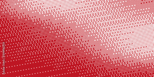 Grunge halftone gradient background. Faded grit noise texture. White and red sand wallpaper. Retro pixelated backdrop. Anime or manga style comic overlay. Vector graphic design textured template