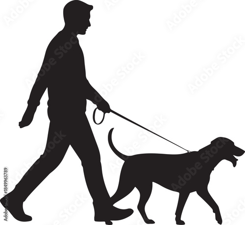 Dog Walking Silhouette Icon Set